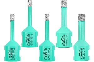 LEKOMESH Diamant Scie Cloche Carrelage - 5pcs 6/6/6/8/10mm Foret Diamant Carrelage Scie Cloche Diamant pour Porcelaine Céramique Granit Marbre Pierre, M14 Filetage