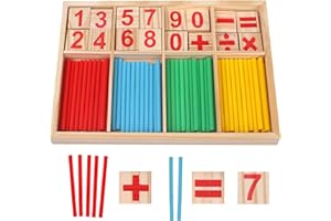 camelize Montessori mathematisches Spielzeug Holz,Rechenstäbchen,Zahlenlernspiel, Pädagogisches Mathe-Spielzeug für Kinder 3 4 5