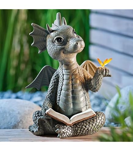 Dragon Nénuphar Lumineux LED Solaire - Figurine Jardin Fantaisie - Décoration Extérieure Magique TIN DREAMS