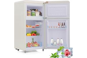Oslghy Frigorífico Mini 72L, Frigorifico Pequeño con Congelador (21+51L), Frigorifico Combi no Frost con LED luz, 50x51x95,8cm Frigorífico de Doble Puerta con Estantes Ajustables, 120 kWh/año (Cyan)