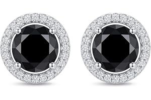 Herrörhängen med svart moissanit,1 karat laboratorieodlad moissanit, rodiumpläterad 925-silver, unisex, utmärkt presentval.