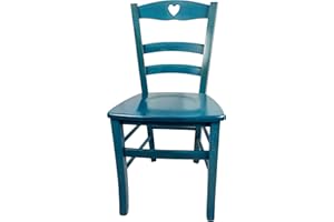 SEDAM SRL Sedia Cuore, in Legno Massello, Vari Colori e Sedute disponibili, Alta Qualità (Azzurra, Massello)