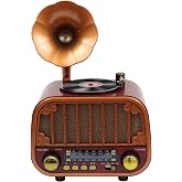 Dexxony MD-1319BT Nostaljik Gramofon Tasarımlı Şarjlı Bluetooth Radyo (FM/AM/USB/AUX) (Koyu Kahve)