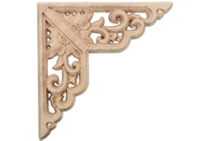 BAOGU 2pcs Schnitzerei Holz Ornament Schrank Möbel Wand Ecke Holzornamente Handgemacht 8x8cm