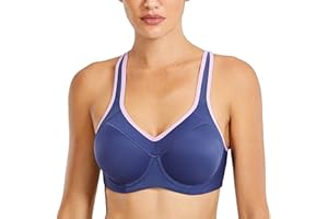 SYROKAN Women's High Impact Sports Bra Underwire Full Support Racerback Padded Running Bra