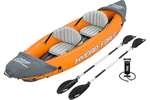 BESTWAY Hydro-Force Rapid Kayak | Set kayak gonfiabile per 2 persone con sedili, schienale, pagaie, pompa a mano e borsa per il trasporto, arancione