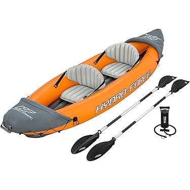 Pure4Fun Kayak Gonfiabile 1-2 Persone - Nero/Rosso, 325cm, Carico 160kg