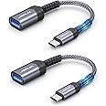 JSAUX USB C to USB Adapter, [0.5ft 2 Pack] Type C 3.0 OTG Cable On The Go Type C Male to USB A Female Adapter Compatible with MacBook Pro 2018/2017,Samsung Galaxy S8/S9 Plus/Note 8,Pixel 2 etc -Grey