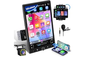 Inefala Autoradio 1 din con trådlöst CarPlay Android Auto, 10, 4 pollici rotante Touchscreen Stereo Automatiskt supporta