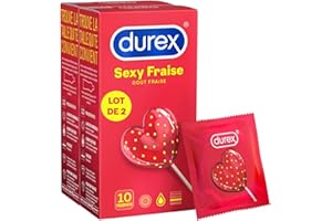 Durex - Préservatifs Sexy Fraise - 10 Préservatifs Parfumés (20 Préservatifs)