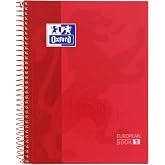 Oxford, Notebook A5 Squared 5 x 5, Europeanbook1 Microperforated Notebook, Extra Hard Cover, 80 Sheets 90 g, Red