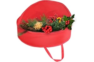 DUDSOEHO Roter Weihnachtskranz Aufbewahrungstasche Dekoration Fall mit Slot Card Dual Reißverschlüsse und Griffe für Weihnachten Saison - 30 Zoll