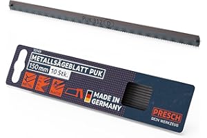 Presch Metallsägeblatt Set PUK 150mm 10 Stk. - Original PUK Sägeblätter für Handsägen - Metallsägeblatt 150mm für NE-Metalle (Kupfer), Edelstähle, Plexiglas, Kunststoffe