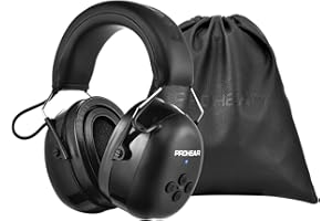 PROHEAR 037 Protector Auditivo Bluetooth 5.3, Cascos Antiruido Bluetooth Recargables, Orejeras con Micrófono, Cascos Insonorizacion para Césped Talleres Carpinteros Soldadura Caza SNR 30dB Negro