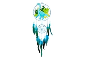 MHJY Traumfänger Kinder, Dinosaurier Dreamcatcher mit Feder Gross Handgefertigte Traumfänger für Jungen Mädchen Teenager Deko Zimmer Schlafzimmer Kinderzimmer Dekoration