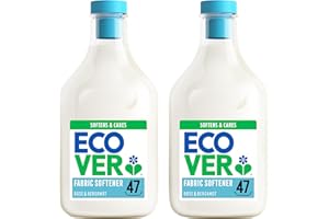 Ecover Fabric Softener, Fabric Conditioner to Soften Your Clothes, Fresh Rose & Bergamot Scent, 2 x 47 Washes, 2 x 1.43L