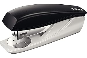 ‎LEITZ Leitz NeXXt Kleiner Bürotacker aus Metall, Für 25 Blatt, mit Oberlademechnanik und Nachfüllanzeige, Inkl. Heftklammern, Schwarz, 55010095