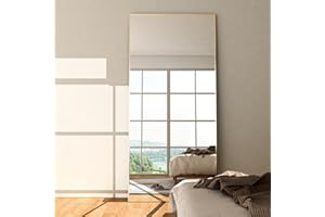 NEUWEABY Full Length Mirror 165x60 cm Floor Mirror Large Gold Body Rectangle for Bedroom Living Room Aluminum Alloy Frame Standing Hanging or Leaning Against Wall