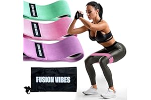 FUSION VIBES Premium Resistance Bands, Legs and Butt, Non-Slip Booty Bands, Glute Bands, Fabric Resistance Bands, Workout Fitness Bands for Hips & Women/Men/Beginners/Yoga, Athletes Strength Training, Fitness