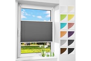 Allesin Plissee ohne Bohren Plissees Klemmfix, Anthrazit 130 x 100cm (L x B), Plisseerollo Faltrollo mit Klemmträger, Jalousie Rollos für Fenster und Tür, Sichtschutz und Sonnenschutz