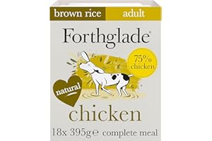 Forthglade Wet Dog Food (12 x 395g Trays) - Adult 1 year +, Chicken with Vegetables & Brown Rice, Wholegrain Stomach Sensitive Wet Dog Food Trays, Complete Hypoallergenic Dog Food