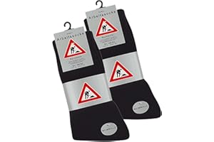 VCA 10 par męskie czarne skarpety robocze, bogate bawełniane skarpety frotte kolor czarny rozmiar 8,5-11