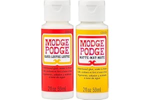 DEAL DOER Modge Podge Water-based Glue, Sealer & Finish | Matte & Gloss 2 fl oz 59ml Twin Pack | Quick-Drying, Non-Toxic, Craft Adhesive for Decoupage & DIY Projects
