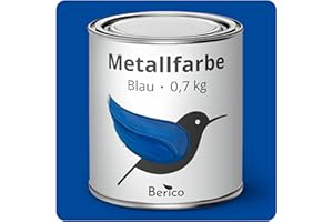 Berico Metallfarbe - Blau - 0,7 Kg - 3in1 Premium Metallschutzlack - Direkt auf Rost - Für Stahl, Zink, Aluminium und Eisen