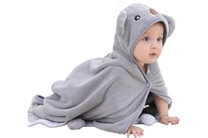Hilmocho Baby Badetuch mit Kapuze Neugeborenes Kleinkind Weich Warm Korallensamt Schwimmen Dusche Handtuch Tragbar Decke, 110x68CM