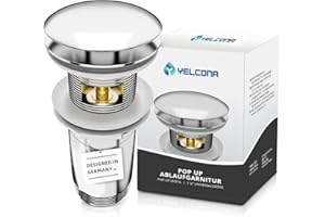 Yelcona Uniwersalny zestaw odpływowy z przelewem – zawór pop-up do umywalki i umywalki – zawór odpływowy z mosiądzu (chrom – z przelewem)