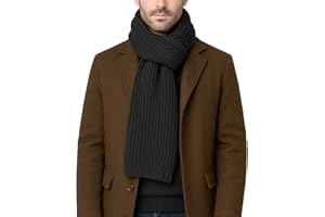 CLASSE77 - Sciarpa lavorata a maglia in lana - Stile maglia inglese a coste - Unisex - Artigianale, Made in Italy