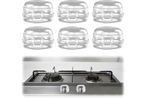 Fonyiunce 6 Pièces Cache-Boutons de Cuisinière, Protection Gaziniere, Bouton de Sécurité Four, Couvercle Transparent, Bouton Amovible, pour Protection Serrures Bébé Cuisine Sécurité (Blanc)