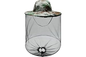 SEMINISMAR Cappello da Apicoltore,Maschera Anti-zanzare,Camouflage Apicoltura,Apicoltore Anti-zanzara Cappello,Outdoor Fishing Hat,Anti-zanzara Ape Bug Insetto Fly Mask cap Hat,Berretto da Pesca con Visiera