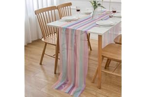 AOKSUNOVA - Runner da tavolo in chiffon per matrimoni, tulle, lavabile, colore: arcobaleno