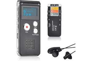 Lychee 8GB Voice Recorder USB Rechargeable Dictaphone LCD Recorder with Multifunctional Digital Audio and MP3 Player (Black)