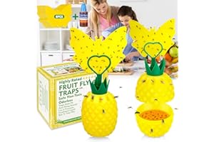 HAPPY WATCH Fliegenfalle X2 Fruchtfliegenfalle Innenbereich mit Lockstoff, ungiftige Wiederverwendbare Fliegenfalle für Fruchtfliegen, Fliegen Fänger mit Gelbsticker, Obstfliegenfalle für Küche