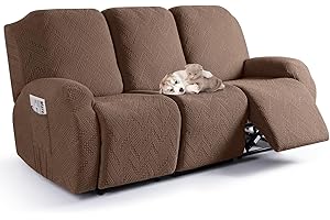 TAOCOCO Recliner Chair Cover, Stretch Sofa Cover 3 Seater With Arm Rest, Couch Cover Soft, Machine Washable Recliner Sofa Protector (Brown, 3 seater)
