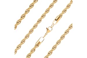 Ardú Mens Gold Rope Chain | Plain Gold, Heavy Jewellery for Men | Gift Necklace Ideas for Husband, Dad, Brother or Friends