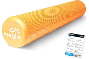 Meglio Foam Roller 90cm, Lightweight Fitness Foam roller for Deep Tissue Muscle Massage, Effective Trigger Point for Recovery, Muscle Tension & Pain Relief and Anti-Stress Therapy (Orange, 90cm)