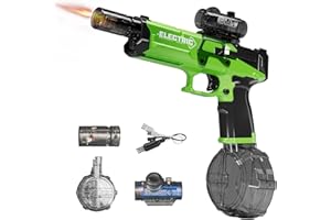 ROCKY&CHAO Pistolet à Eau Électrique Puissant avec Effets LED et Recul, Capacité 500ML, Portée 8-10m, Rechargeable et Étanche, Jouet d'Été pour Enfants et Adultes, Piscine, Plage, Jardin Vert