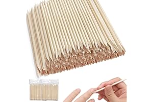 VOMZIKL Palillo de Madera del Arte del Clavo, 200 Piezas Palos de Madera Naranja Doble Cara Palillos de La Cutícula del Clavo, Palitos de Madera