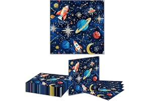 Kotkiddy 20 Stück Weltraum Planet Party Servietten Sonnensystem Galaxie Papier Servietten Weltraum Thema Party Servietten Astronaut Abendessen Papier Serviette Rakete