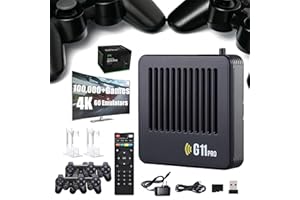 Yagerod 2026 Upgrade Retrowave G11 Pro 100000 Spiele, Retrowave G11, Retro Game Console 4K, Portable Plug & Play Video Games mit 2/4 Kabellosen Dual-Controllern(256G-100000,4 kabelloses Gamepad)