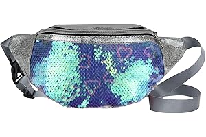 AfitLulu Sequin Waist Packs Sport Bum Bag with Adjustable Waist Straps, Shiny Fanny Pack PU Leather Chest Bag Crossbody Bag with Multiple Styles for Running Cycling Hiking (Style 4)