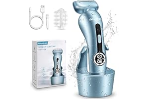 AKUNBEM Electric Shaver for Women Best Electric Razor for Womens Bikini Legs Underarm Public Hairs Rechargeable Trimmer with Detachable Head Cordless Wet Dry Use (Blue)