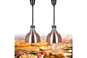 VFDZ Lampada di Calore Buffet, Commerciale Lampada Riscaldante per Alimenti, Scaldavivande da Cucina, Lampade a Sospensione per Cibo Riscaldante, Lunghezza Regolabile 60-180 cm(Size:2pcs)