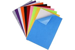 MAOXINTEK Bunte Selbstklebende Filz-Blätter zum Basteln A4 für Kinder, Filzplatten Dekorativer für Figuren und Formen im Karneval, Vliesstoff Filzstoff für DIY Nähen, Handwerk Patchwork 21 x 30cm (10 Stück)