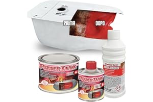 POWER TANK - Trattamento Serbatoio Moto (8/10 Litri) Kit Piccolo Small 350 gr per interno Serbatoi Elimina la Ruggine Ripara Protegge Arrugginito da Moto Ciao Ciclomotore d'Epoca con Antiruggine