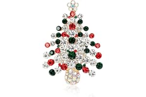 MEISH Christmas Tree Brooch Rhinestone Crystal Tree Broach Lapel Pin Xmas Lapel Wishing Tree Pins Holiday Accessories for Women Men