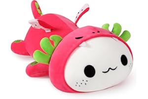 shownicer Peluche Axolotl - Kawaii, coussin en peluche Axolotl - Jouet - Cadeau pour enfants et filles de 3 ans - Fruit du dragon - 33 cm